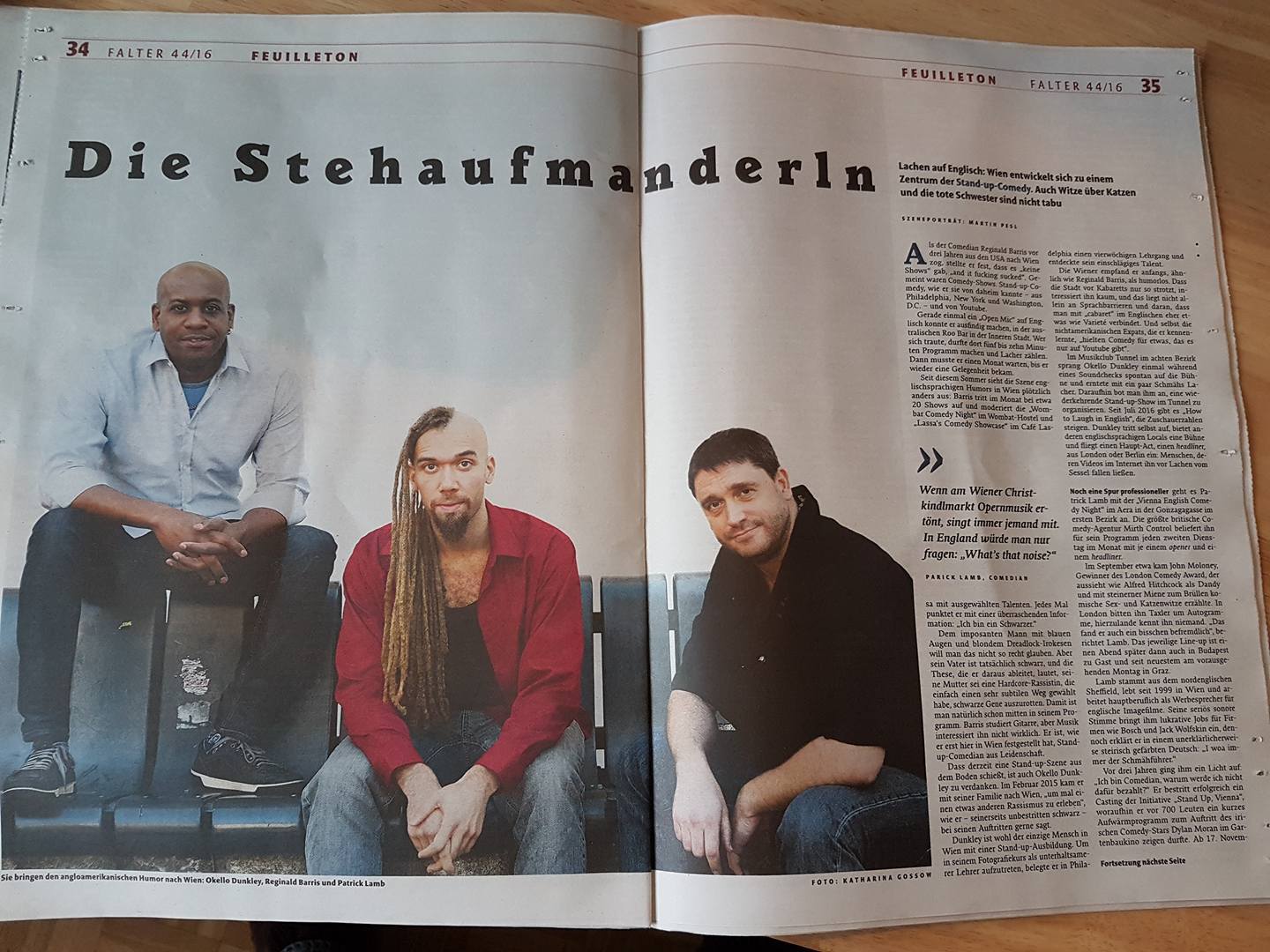 With comedians Reginald Barris and Patrick Lamb profiled in the Viennese weekly magazine Falter